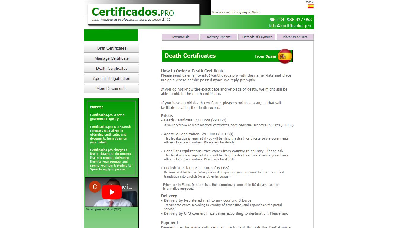 Death Certificates from Spain